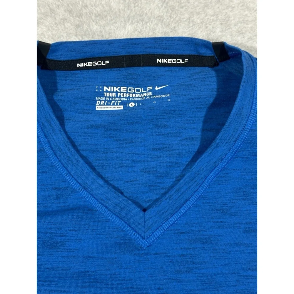 Nike Golf Shirt Men Large Blue Tour Performance Long Sleeve Tee‎ Logo Large